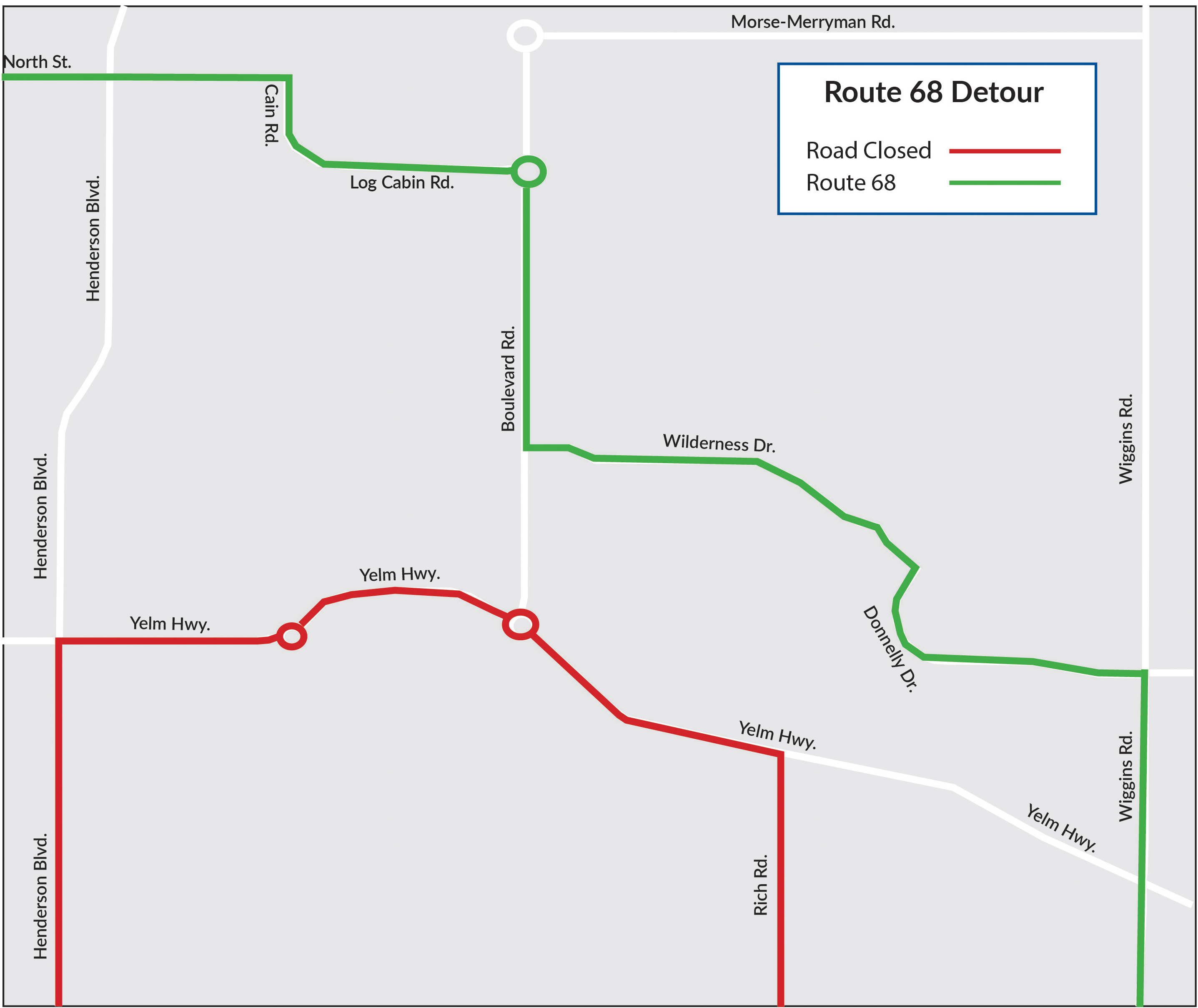 Route 68 on detour due to the closure of Yelm Highway Saturday, Jan. 5